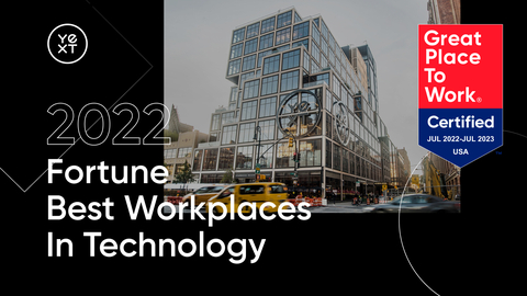 Yext has been named one of the Best Workplaces in Technology™ in 2022 by Great Place to Work® and Fortune Magazine (Photo: Yext)