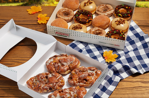 Krispy Kreme celebrates the sights and senses of autumn with new flavors and a handmade apple fritter, all available beginning Sept. 19. (Photo: Business Wire)