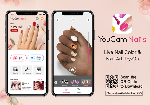 The YouCam Nails app is reimagining manicures through live interactive AI and AR virtual try-ons for nail color and nail art. (Photo: Business Wire)