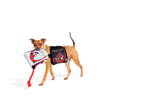 Franzia “BARK Red Blend” Dog Costume and "Cabernet Slobbernon” BarkBoxed Wine Dog Toy (Photo: Business Wire)