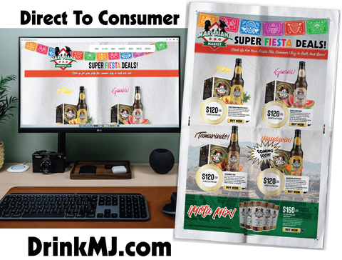 Mari y Juana Beverages Co. to offer Direct-To-Consumer (DTC) purchase options on their website DrinkMJ.com beginning late September 2022. Customers will be able to purchase bulk offerings for each of the Mari y Juana branded flavor offerings. 24-pack options that allow for savings and shareability for the consumer and their adult-age peers. (Graphic: Business Wire)