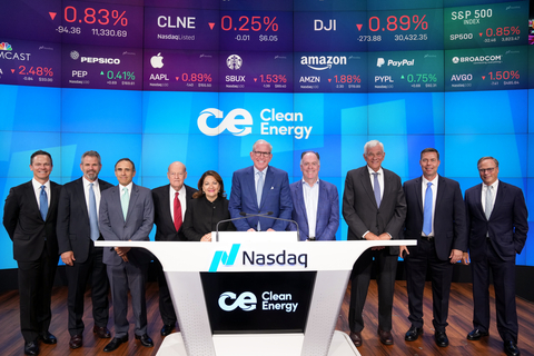 Clean Energy President and CEO Andrew J. Littlefair is joined by Board of Directors members and company executives to celebrate 25 years in business and 15 years listed on the Nasdaq exchange. (Photo: Business Wire)