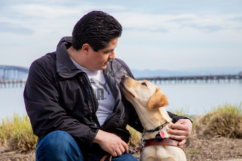 Ever Arreola and his guide dog, Falante (Photo: Business Wire)