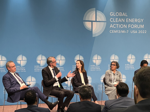 Eaton’s Brian Brickhouse addresses priority actions accelerating electric vehicle charging infrastructure and decarbonization at Global Clean Energy Action Forum today. (Photo: Eaton)