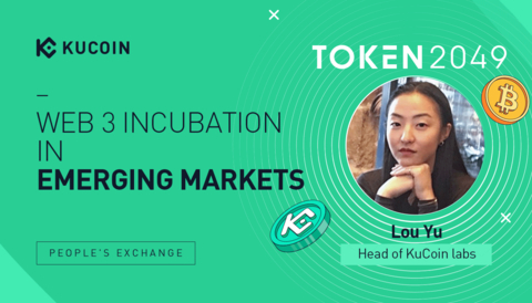 Lou Yu, Head of KuCoin Labs, Speech at Token 2049 (Graphic: Business Wire)