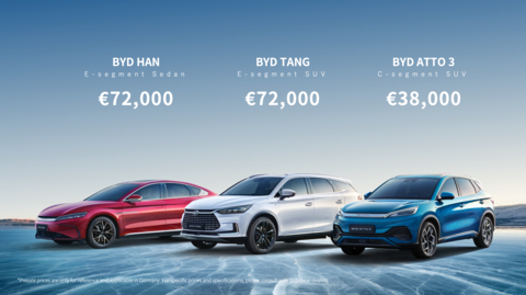 BYDが欧州向け乗用車シリーズの販売前価格を発表