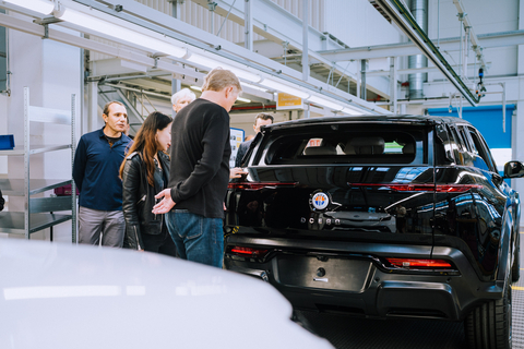 Fisker CEO Henrik Fisker inspects prototype all-electric Fisker Ocean at Magna Steyr production facility in Graz, Austria. Magna produced 95 prototype vehicles for marketing, service and manufacturing training. (Photo credit: R. Reiter)