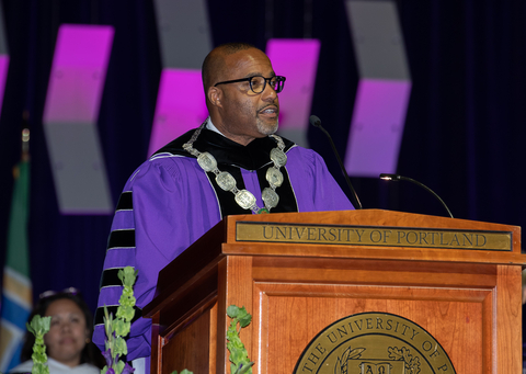 Dr. Robert Kelly, PhD, inaugurated as the first layperson and African-American to lead the University of Portland, a 121 year-old Catholic university in Portland, OR. (Photo: Business Wire)