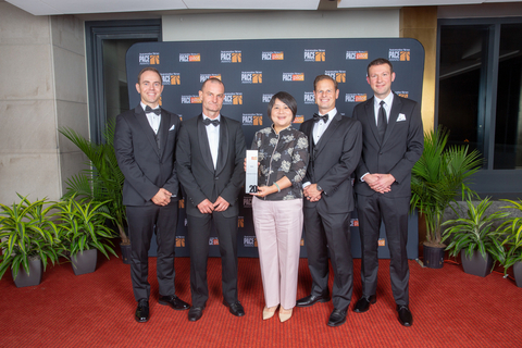 thumbnail From left to right: Eaton’s Brandon Fisher, head of engineering, Power Distribution & Protection, eMobility; Volker Lang, engineering lead, Industrial Controls and Protection Division (ICPD), Electrical Sector EMEA; Liyong Yang, senior program manager, ICPD, Electrical Sector EMEA; Kevin Heintz, vice president, Sales, Vehicle Group North America; Kevin Calzada, global product & marketing manager, eMobility. (Photo: Business Wire)