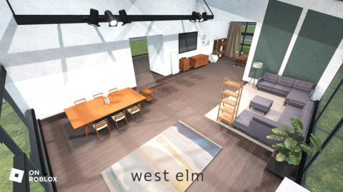 Inside a Home in The West Elm Neighborhood on Roblox (Graphic: West Elm)