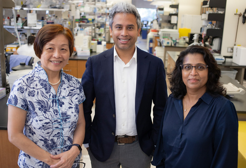 Drs. Huan Yang (left), Timir Datta (middle) and Sangeeta Chavan (right) helped lead the new study. (Photo: Feinstein Institutes)