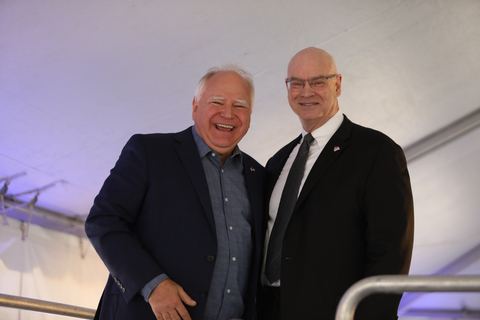 U. S. Steel President and CEO David B. Burritt and Minnesota Governor Tim Walz at DR-grade pellet investment celebration at Keetac. (Photo: Business Wire)