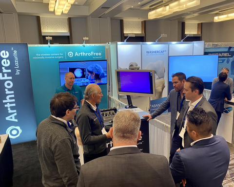 Lazurite exhibited its ArthroFree Wireless Camera System at a number of events this year, including the May 2022 meeting of the Arthroscopy Association of North America, shown here. (Photo: Business Wire)