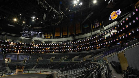 Three new ribbon displays have been installed inside Crypto.com Arena, approximately triple the amount of linear feet of ribbon displays than the venue had previously. Each ribbon display has been installed along different levels of the seating fascia to bring additional game information and graphics to provide a fully immersive entertainment experience for event attendees. Each ribbon features 5.9-millimeter pixel spacing and measures approximately 2.5 feet high with the lower level ribbon measuring 894 feet wide, the mid-level ribbon measuring 1,076 feet wide and the upper level ribbon measuring 1,093 feet wide. (Photo: Business Wire)