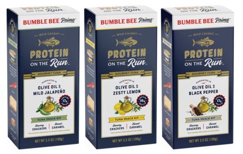 Bumble Bee Seafoods’ award-winning Protein On The Run Kits come in three flavors, Olive Oil and Black Pepper, Olive Oil and Jalapeno and Olive Oil and Zesty Lemon. (Photo: Business Wire)