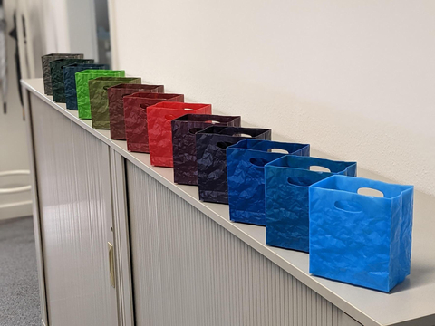 Visitors to K2022 will be able to create a custom krinkle bag from a selection of resins with highly variable viscosities including 100% PCR, and various colorant options. (Photo: Business Wire)