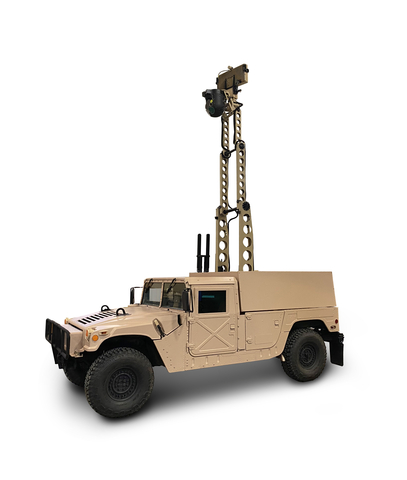 Teledyne FLIR Defense has collaborated with AM General to display its Lightweight Vehicle Surveillance System (LVSS) on a HUMVEE 2-CT (2-Door Cargo Truck) during the Association of the U.S. Army (AUSA) annual conference this week. The display is a technology demonstrator for future Army mobile command and control (C2) vehicles, integrating newly advanced radar, long-range cameras, and other sensors to detect and defeat threats such as weaponized small Unmanned Aerial Systems (sUAS). With its cutting-edge air domain awareness technology, LVSS fits in the back of the HUMVEE 2-CT, ready to provide counter-UAS; Intelligence, Surveillance and Reconnaissance; and force protection capabilities. The LVSS platform features a 16-ft. fully retractable mast that leverages a combination of 3D radar, electro-optical/infrared camera, plus RF detection and mitigation sensors to provide early warning alerts and recognition. (Photo: Business Wire)