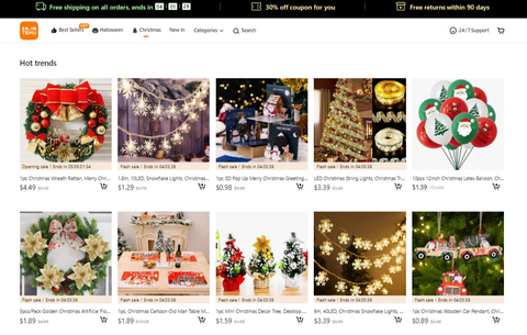 Section on Temu website featuring Christmas products (Photo: Business Wire)
