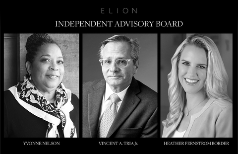 Elion Independent Advisory Board: Yvonne Nelson, Vincent A. Tria, Jr., and Heather Fernstrom Border (Photo: Business Wire)