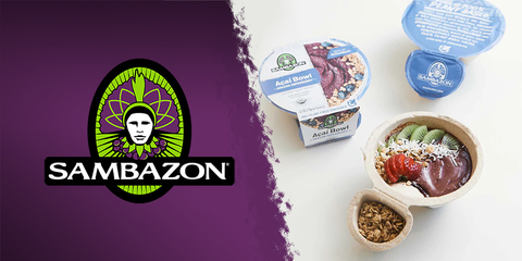 Footprint designs, develops and manufactures sustainable packaging for SAMBAZON’s ready-to-eat açaí bowls with its plant-based fiber technology (Graphic: Business Wire)