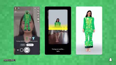 Minecraft Disguise Costume lens on Snapchat (Photo: Business Wire)