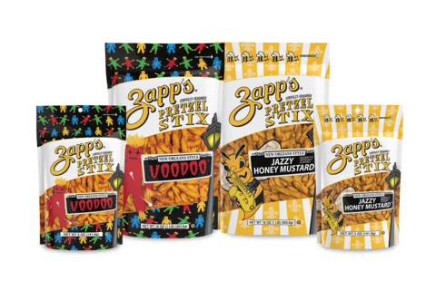 Try the new Zapp's Sinfully-Seasoned Pretzel Stix, available in Voodoo or Jazzy Honey Mustard. They are daringly different and sure to please! Source: Utz Brands, Inc.