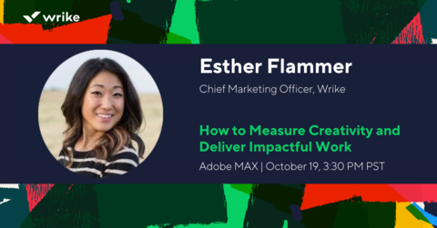 Esther Flammer, Chief Marketing Officer, Wrike, presents at Adobe MAX (Graphic: Business Wire)