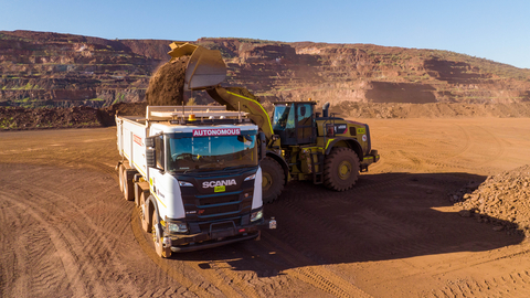A Scania autonomous truck is loaded at Rio Tinto's Channar iron ore mine in Western Australia's Pilbara region (Photo: Business Wire)