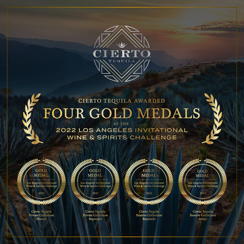 Cierto Tequila Awarded Four Gold Medals at the 2022 Los Angeles Invitational Wine & Spirits Challenge (Graphic: Business Wire)