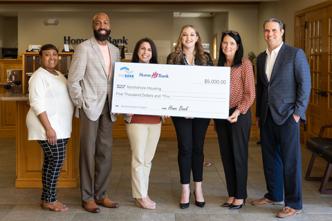 Representatives from Home Bank and the Federal Home Loan Bank of Dallas awarded $5,000 in grants to Northshore Housing, an affordable housing nonprofit in Slidell, Louisiana. (Photo: Business Wire)