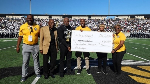 (L to R) Vice President Greg Clark, James Stewart, President Ross, Courtney Stewart, Rosiline Stewart, Director Audrey Parks. Photo Credit: Kinasa Rivers