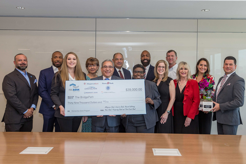 The Federal Home Loan Bank of Dallas along with Allegiance Bank, Comerica Bank, Hancock Whitney, Home Bank, Prosperity Bank and Third Coast Bank presented $39,000 to The BridgePath during a ceremonial check presentation in Houston, Texas. (Photo: Business Wire)