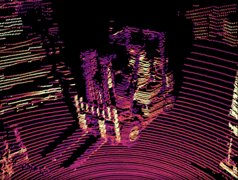 Point cloud of a forklift captured with a REV7 digital lidar sensor. (Photo: Business Wire)