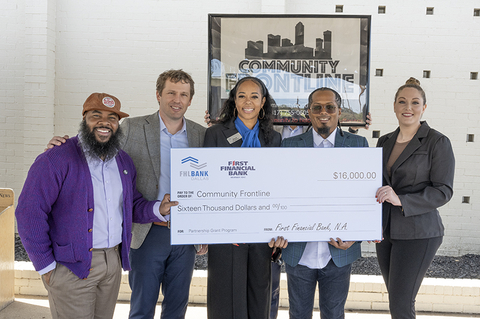 Representatives from First Financial Bank and the Federal Home Loan Bank of Dallas joined in Fort Worth, Texas to award $16,000 to nonprofit Community Frontline. (Photo: Business Wire)