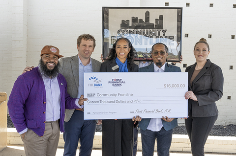 original Representatives from First Financial Bank and the Federal Home Loan Bank of Dallas joined in Fort Worth, Texas to award $16,000 to nonprofit Community Frontline. (Photo: Business Wire)
