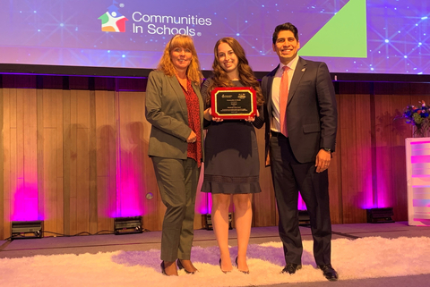 Pictured, Left to Right: Heather Clawson, Ph.D – Chief Program and Innovation Officer, Communities In Schools; Dana Matuson – Corporate Communications & Corporate Social Responsibility Manager, Hudson; Rey Saldaña – President and CEO, Communities In Schools (Photo courtesy of Hudson)