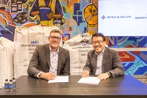 Eric Desaulniers and Hiroshi Kakiuchi officialize the partnership at a signing ceremony at NMG’s Phase-1 plant (Photo: Business Wire)