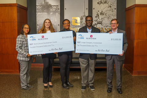Representatives from Red River Bank and the Federal Home Loan Bank of Dallas joined to award $24,000 to two local workforce development nonprofits in Shreveport and Bossier City, Louisiana. (Photo: Business Wire)
