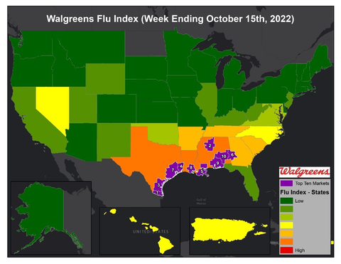 Walgreens launched the 2022-2023 Walgreens Flu Index to help communities track flu activity in their area and serve as an important reminder to get protected with an annual flu shot. (Photo: Business Wire)