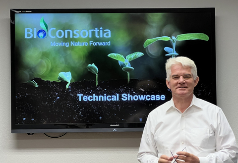 BioConsortia CEO Marcus Meadows-Smith thanks the team at S&P Global Commodity Insights for their recognition in being named a Finalist for the Crop Science Award for "Best R&D Pipeline". The nomination coincides with the annual collection of BioConsortia's field trial results. Early results with corn and soybean bionematicides demonstrated nematode reductions alongside yield improvements of as much as 20%, exceeding the yield impact of the chemical standard. Meanwhile, nitrogen-fixation leads from BioConsortia continued strong performance in field testing, preserving wheat yields even when nitrogen fertilizer levels were reduced 50%. Nitrogen-fixing leads from BioConsortia also demonstrated their commercial fit as robust and easy-to-use seed treatments generating a yield increase with either reduced or full fertilizer regime. (Photo: Business Wire)