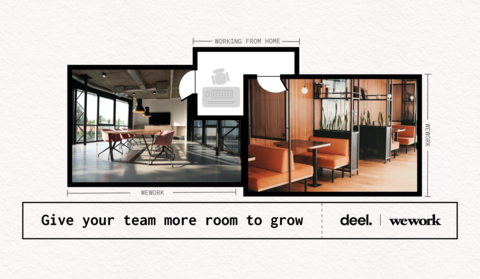 Deel and WeWork partner to provide workers flexible space (Graphic: Business Wire)