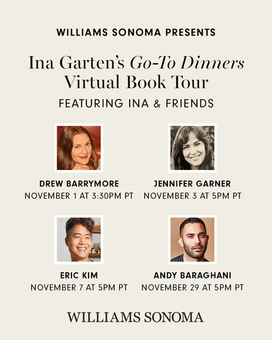 Williams Sonoma Launches Virtual Cookbook Tour with Ina Garten Featuring Celebrity Co-Hosts like Jennifer Garner and Drew Barrymore