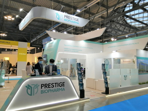 Prestige Biopharma group booth at CPhI 2021 (Photo: Business Wire)