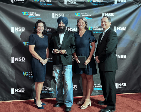 GoMeyra’s CEO and Founder, Jaswant Tony accepting the 2022 Emerging Business Award from the Vegas Chamber of Commerce at an award luncheon at the Lou Ruvo Center for Brain Health October 13, 2022. GoMeyra prevailed over 100s of nominees to take the top spot. (Photo: Business Wire)