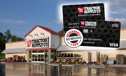 Tractor Supply Visa Credit Cards in front of the Tractor Supply store front (Photo: Business Wire)