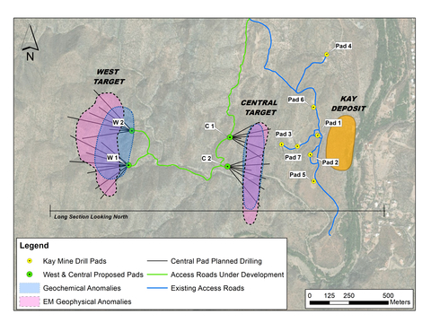 Figure 1. Permits have been received for pads W1 and W2 at the Western Target. Pads C1 and C2 at the Central Target were permitted in June 2022, and road construction is currently underway. (Graphic: Business Wire)