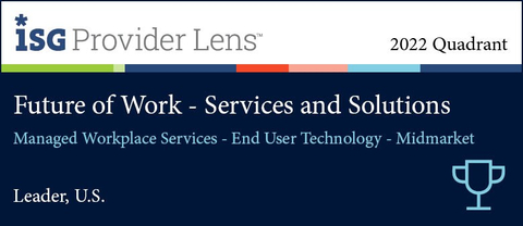The 2022 ISG Provider Lens™ Future of Work — Services and Solutions report for the U.S. evaluates the capabilities of 37 providers across five quadrants. Compucom has been recognized as a leader in the Managed Workplace Services — End User Technology — Midmarket quadrant. (Graphic: Business Wire)