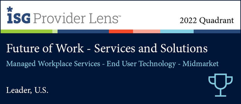 original The 2022 ISG Provider Lens™ Future of Work — Services and Solutions report for the U.S. evaluates the capabilities of 37 providers across five quadrants. Compucom has been recognized as a leader in the Managed Workplace Services — End User Technology — Midmarket quadrant. (Graphic: Business Wire)