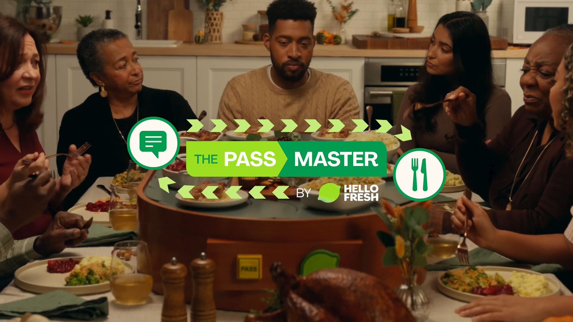 The Pass Master is an innovative and eye-catching centerpiece that seamlessly passes beloved Thanksgiving Day foods around the table, while also giving guests the option to click on a verbal “pass” button to avoid those inevitable awkward conversations!