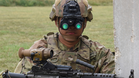 original L3Harris' ENVG-B night vision binocular gives soldiers the ability to identify, assess and engage a target with greater accuracy and speed than any other night vision system currently in the field. (Photo: Business Wire)